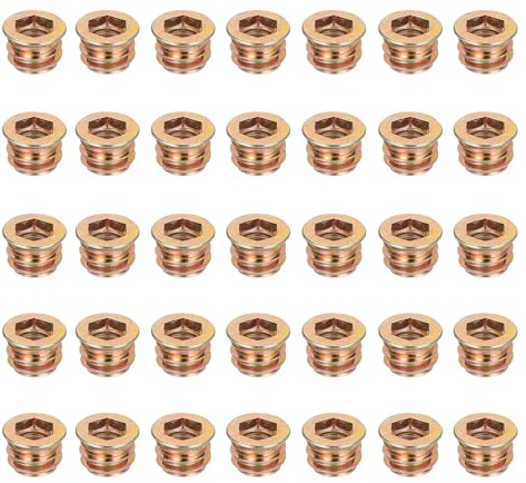 sourcing map Lot de 38 écrous filetés M8 x 10 mm pour bois – Vis en acier au carbone pour meubles – Écrous de fixation