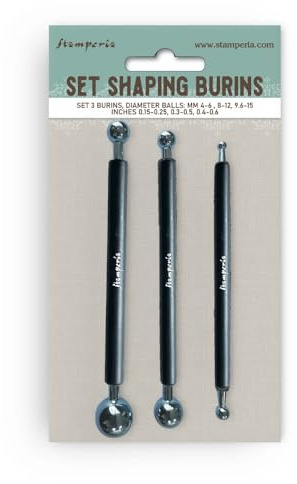 Stamperia - Shaping Burins for Scrapbooking, Bullet Journalling and More, Ideal for Shaping Paper Flowers, Smoothing Curves, and Transferring Rub-On Details (1 x 4-6mm, 1 x 8-12mm, 1 x 9.6-15mm)