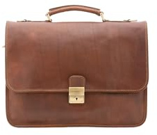 Viola Castellani Unisex Handtasche aus echtem Leder Made in Italy 40 x 30 x 6 cm NAN-4017-Braun