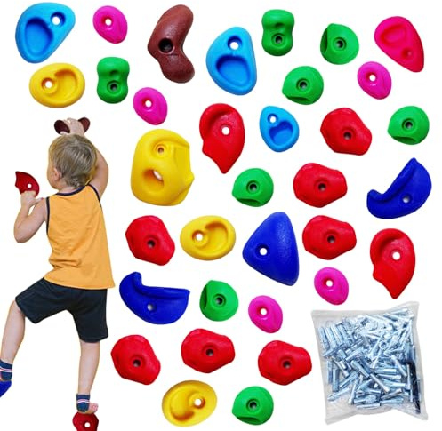 Generico Steckdosen zum Klettern für Kinder – Kletterwand für Kinder – mehrfarbiges Kit mit Befestigung für Innen- und Außenbereiche, Haus und Schule