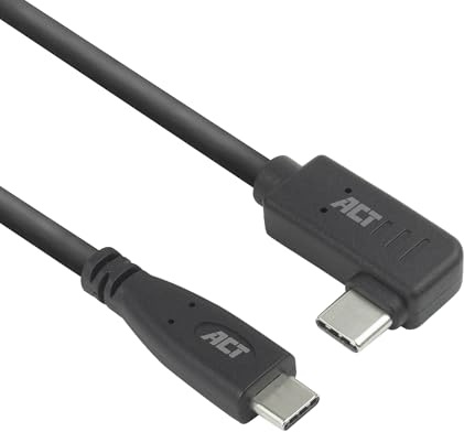 ACT USB C Winkel Kabel 0,5m, PD 60W, recht nach links/rechts - AC7405 | für PDU, Server, Netzwerkgeräte