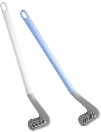 2 Stück Golfbürstenkopf Toilettenbürste Langstielige Toilettenbürste | Klobürste Silikon für Ecken und Spalten mit Extra Langem Griff