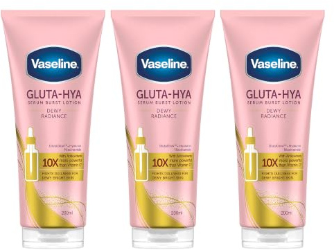 Vaseline Gluta Hya Dewy Radiance Lotion 200ml x3 Hydration