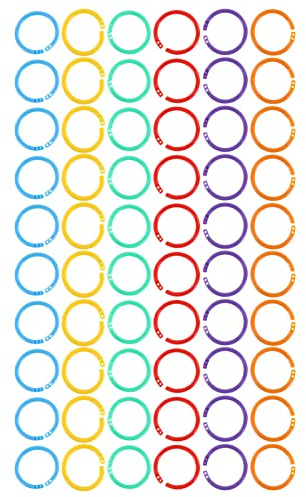 60PCS Loose Leaf Rings Colorful PP 1.4in Book Binder Rings for Documents Business Card Office School Supplies Multicolor Plastic Binder Rings Keychain Organization
