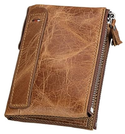 DHYUACN Münztasche Münzbeutel Großhandel Geldbörsen Kuh maßgeschneiderte Kurze Kartenhalter Leder Mann Geldbörse männliche Brieftasche(Brown)