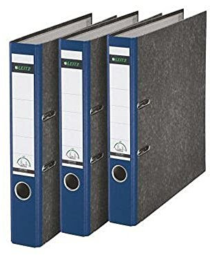 Leitz Qualitäts-Ordner, 3er-Pack, Wolkenmarmor-Papier, A4, 5,2 cm Rückenbreite, Blau, 310315035