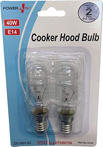 Power Plus Cooker Hood Bulb 40 Watt E14 SES Small Edison Screw 2 Pack, Red