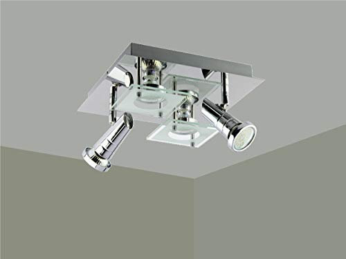 Trango 4-flammig 3089SD LED Deckenleuchte *ROSIE* in Eckig Chrom-Optik incl. 4x 5 Watt 3-Stufen dimmbaren GU10 LED Leuchtmittel, Deckenlampe, Deckenstrahler, Deckenspots, Wohnzimmer Lampe schwenkbar