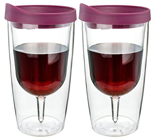 Southern Homewares Weinglas, doppelwandig, Acryl, mit Merlot-Rot, 284 ml, Merlot, acryl, 2er-Pack