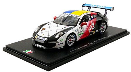 Spark Porsche 911 991 GT3 Cup Champion Italy 2016 Miniature Vehicle, Scale 1/43 si005, White/Black/Red