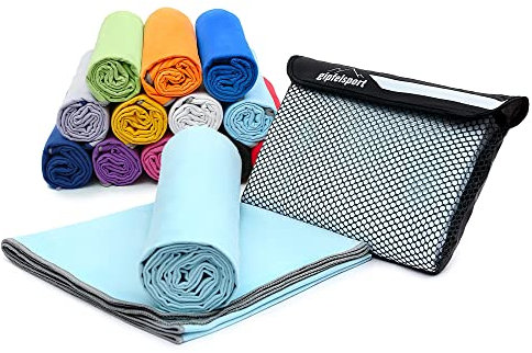 gipfelsport Mikrofaser Handtuch - Microfaser Handtücher Set, Strandtuch, Badetuch I groß, schnelltrocknend I für Sport, Beach, Reise, Outdoor, Camping I leicht, dünn, klein I Set2 I Hellblau