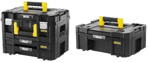 Stanley FatMax Werkzeugkoffer (21,5L Fassungsvermögen, mit 2 Schubladen und Organizern für Kleinteile) FMST1-71981 & Kommode mit Schublade hoch, FMST1-71968