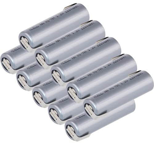 10x XCell Akku Mignon AA 2200 mAh 1,2V NiMh mit Z Lötfahne Flattop Hochstrom - Hochleistungs- Markenzelle in Industriequalität AKKUman Set