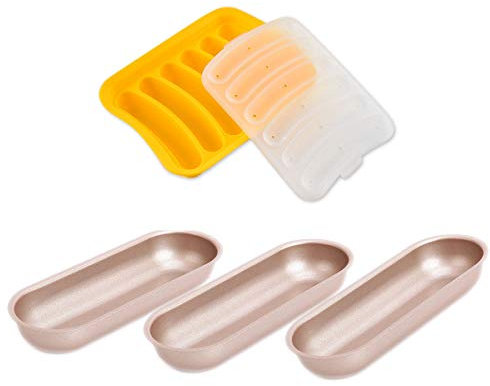 CANDeal Hot Dog DIY Set, 3 Pièces Antiadhésif Hot Dog Pack Moule, Long Pain Antiadhésif Toast Moule Et Moule À Saucisse en Silicone pour Faire des Hot Dogs