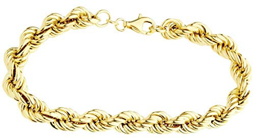 .iced-out. Sterling 925er Silber Kordel Armband - HOLLOW 8mm gold 22cm