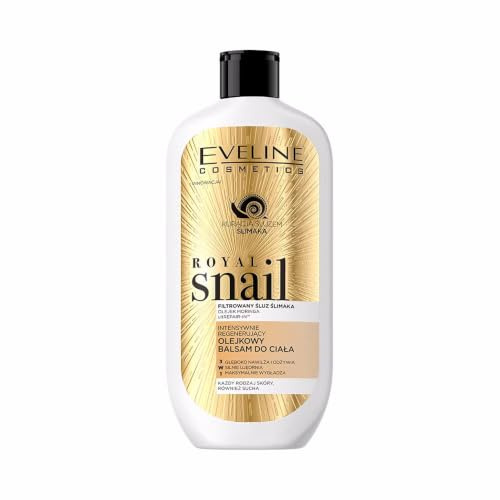 Eveline Cosmetics Royal Snail Intensive Regenerating Oil Body Balm 3-in-1 with Snail Mucus, Shea Butter & Moringa Oil - 350ml