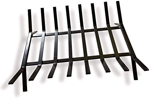 Grille porte bûches en acier forgé plein 8 barreaux | 60 * 47 * 17 cm | Stockage bois | Extérieur foyers | Kibros 4SC0574