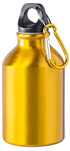 Fermento Italia Borraccia Alluminio con moschettone Personalizzabile - Ideale per la Palestra, Escursioni, attività all'Aria Aperta (330 ml, Giallo Oro)