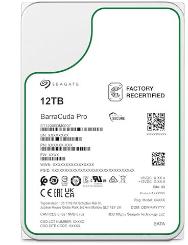 Seagate Barracuda Pro interne Festplatte 12 TB Festplatte - 3,5 Zoll SATA 6 Gbit/s 7200 U/min 256 MB Cache für Desktop-PC (ST12000DM007) (Generalüberholt)