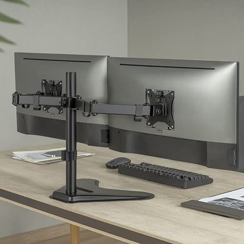 JIN OFFICE Dual Monitor Stand, Fits 13-30 Inch Monitors - Up to 17.7 lbs Load Capacity, Height Adjustable Monitor Arm, Dual Monitor Stand for Desk