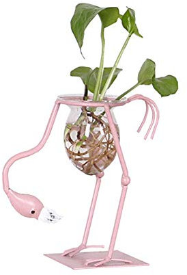 Molinter Vasen Hydrokultur Blumentopf Hydroponic Glasflaschen Blumenvase mit Flamingo Regal zum Büro Home Dekor (Stil 2)