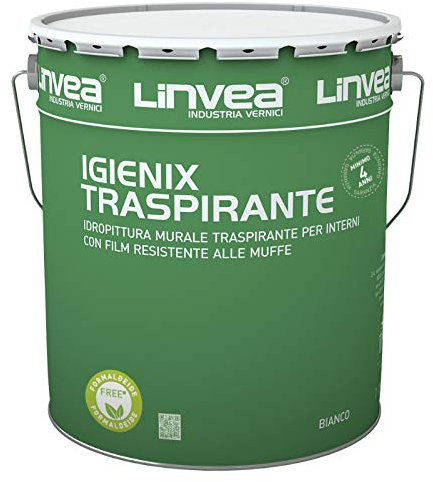 Igienix Peinture murale anti-moisissure respirante 1 l – Linvea pour intérieur avec film résistant à la moisissure. Conforme à la norme UNI:EN 13300:2002., blanc