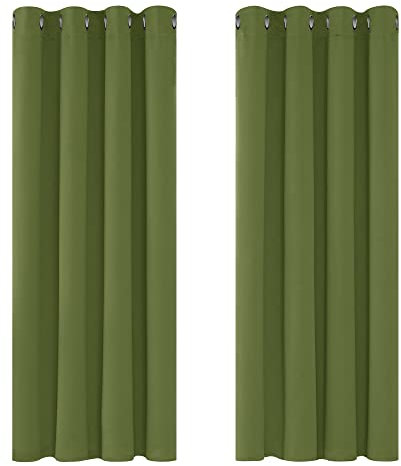 Deconovo Gardinen Blickdicht Vorhang Schlafzimmer Kälteschutz Vorhänge Blickdicht, 160x117cm(HöhexBreite), Apfelgrün, 2er Set
