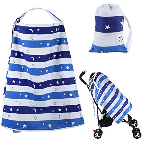 Poncho per allattamento, Scialle per allattare in, Sciarpa traspirante in cotone, Grembiule Allattamento Copertura Poncho per Allattamento al Seno (blu)