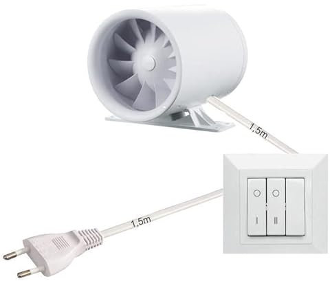 Rohreinschubventilator Soundless Turbine Duo - leise wie der Wind, stark wie eine Turbine (100mm mit 2 Stufen und Schalter)
