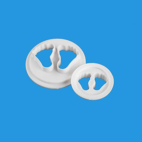 Molde de impresión en forma de pie de bebé – Moldes de galletas para pequeños pies de bebé – Molde para decoración de tartas de forma de pie pequeño – 2 piezas/set