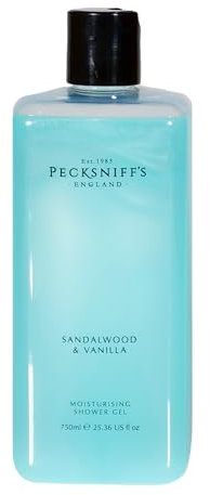 Moisturising Shower Gel - Liquid Body Wash for Soft Skin, Natural, Revitalising for Men and Women, Hydrates and Moisturises, Cruelty Free, Gift of Luxury (Sandalwood & Vanilla) (750ml) - Pecksniff’s