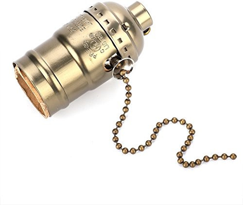 Douille de Lampe, Douille de Lumière Vintage E27 avec Chaîne de Traction, 1 Pièce de Douille de Base à Vis Moyenne en Aluminium pour Lampadaire et Lampe de Table éclairage de Bricolage(Bronze foncé)