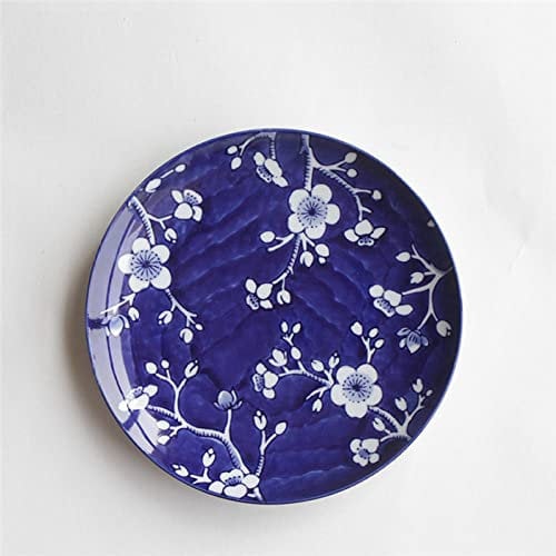 MCWJ Jingdezhen Deko-Teller aus Keramik, Blau und Weiß, kreativer Teller aus Keramik, zum Aufhängen an der Wand, Western-Dessertschale, Backgeschirr, dekorativer Teller, 20 cm Teller B