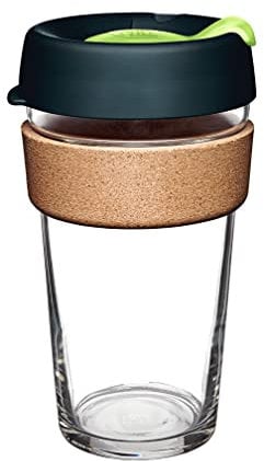 KeepCup Reusable Coffee Cup - Brew Tempered Glass and Natural Cork, L 16oz/454ml - Deep