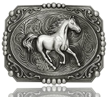 Gürtelschnallen mit 3D Pferd Western Cowboy Styles, Schönes Pferd, Mitte