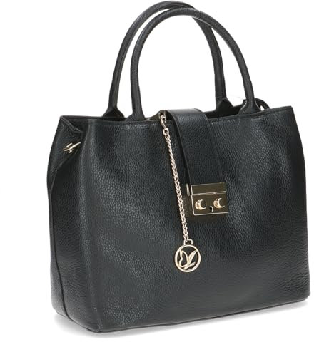 CAPRICE Damen Tote Bag aus Leder Mittelgroß, Schwarz (Black Nappa), 1