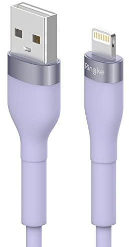 Ringke Fast Charging Pastel Cable [1.2M / 12W], USB Type A to Lightning Rapid Charger Compatible with iPhone 14 13 12 11 XS XR X Mini 8 7 6S 6 Plus SE iPad, AirPods, etc. - Purple