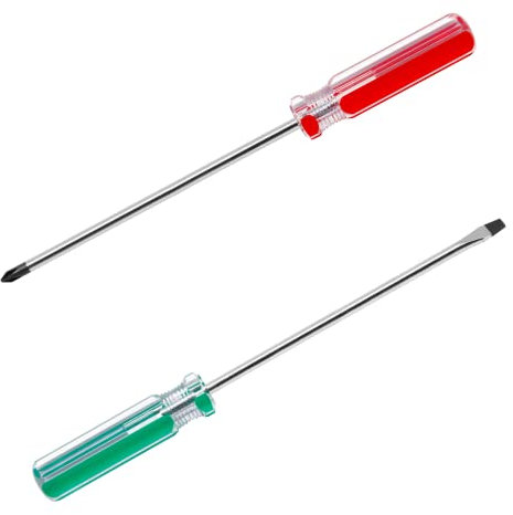 Rierdge 2 PCS Magnetic Screwdriver Set, Magnetic 5mm Phillips and Flat Head Tips Screwdriver with 8” Steel Shaft for Repair Home Improvement