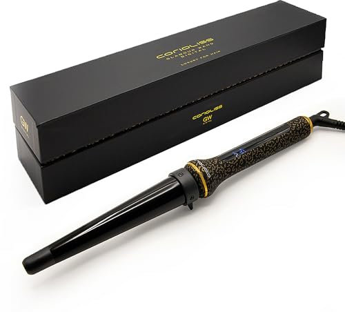 Corioliss Glamour Wand Rizador Pelo Ondas | Cono Ondulador Profesional | Moldeador Iónico | Cerámica yTurmalina | Temperatura 80º-210º | Incluye Dedil | Leopard
