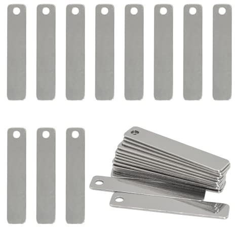 Metal Engraving Blanks Stainless Steel Rectangle Stamping Blank Tags 25 PCS 5CM*1CM