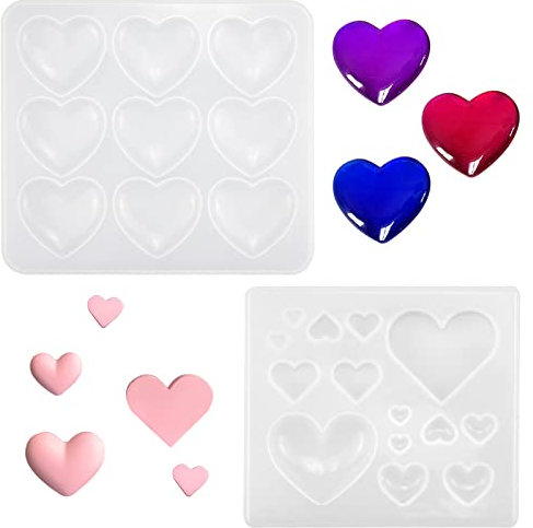 duisoad 2 Piezas Moldes de Silicona con Forma de Corazón, Moldes Colgantes de Corazón de Silicona para Manualidades, Joyería, Decoración del Hogar