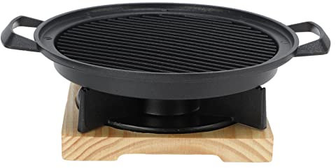 BORDSTRACT Outdoor Grill Grill Herd, BBQ Grill mit abnehmbarer Grillplatte Holzboden Aluminiumguss Tischplatte für Camping, Picknick, Reisen
