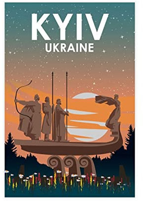 FISH DRAGATE Kyiv Ukraine bei Nacht, Leinwand-Poster, Schlafzimmer, Dekoration, Sport, Landschaft, Büro, Zimmer, Dekoration, Geschenk, ohne Rahmen, 30 x 45 cm