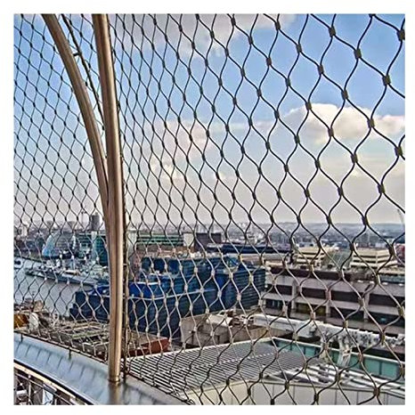 LXBAMKEA Rollo De Malla De Alambre Galvanizado, Flexible Malla De Cable Protección Red Anticaída, Balcón Granja Campo Fútbol Malla Jardín, Acero Inoxidable Red De Cuerda De Alambre (Color : Silver,