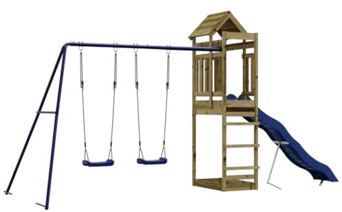 vidaXL Spielturm, Klettergerüst mit Rutsche Schaukel, Kinder Kletterturm mit Sandkasten, Spiel-Zubehör für Garten, Spielgeräte Spielplatz, Imprägniertes Kiefernholz