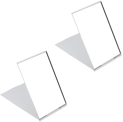 2er Set Reisespiegel Taschenspiegel - Klappbare Handspiegel in Ultradünner und Langlebiger Aluminiumlegierung, Perfekt für Unterwegs, Büro, Rasieren, Camping und Make-up (8,5x5 cm)