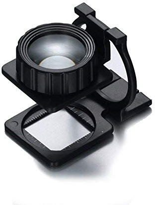 Loupes, Mini loupe avec échelle loupe Pliante Mains Libres de Bureau loupe à lentille HD 10X pour l'identification de Mesure d'échelle Identification de pièces de Monnaie Wenwan