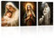 ZXHYWYM Jungfrau Maria Leinwand Bilder 3 Teilig Jesus Mutter Gemälde Drucke Katholische spirituelle Bilder Wanddekoration für Büro Kirche Gebetsraum (Bild-1, (28.00 x 35.00 cms x 3 Teilig))