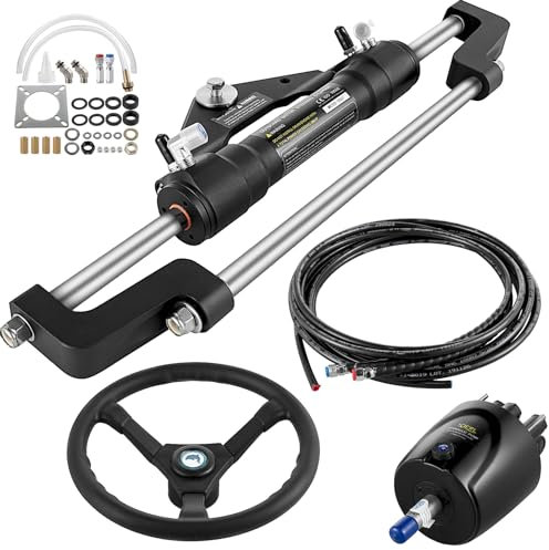 VEVOR Set di sterzo idraulico per barca, 300 CV, set di sterzo idraulico, pompa di controllo, cilindro, ruota, tubo da 18 piedi, set di guarnizioni di sterzo idraulico, sistema di sterzo resistente