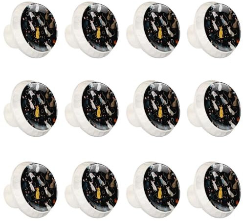 GUEROTKR Round Kitchen Cabinet Knobs Handles,Knobs for Dresser Drawers,12Pcs,Animal Print Mouse,Cabinet Door Knobs